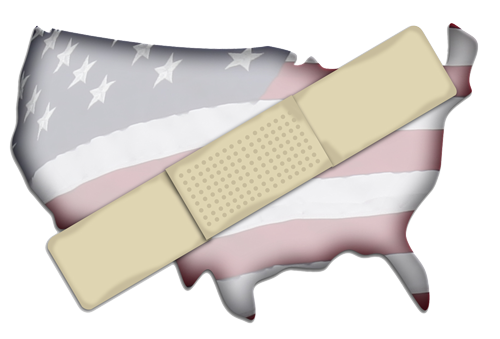 United states map with band aid